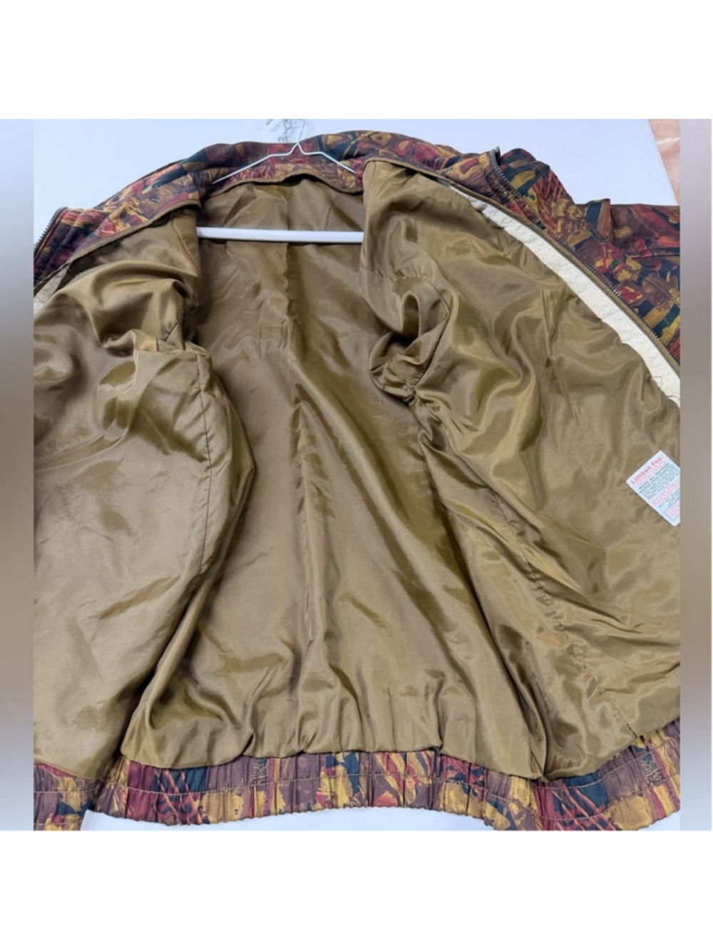 Vintage London Fog Abstract Baroque Bomber Jacket 80s 90s Earth Tone men's large - Picture 6 of 6